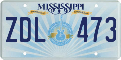 MS license plate ZDL473