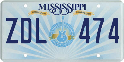 MS license plate ZDL474