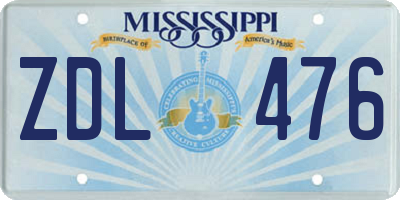 MS license plate ZDL476