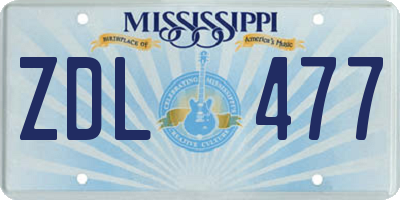 MS license plate ZDL477