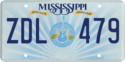 MS license plate ZDL479