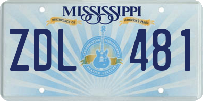 MS license plate ZDL481
