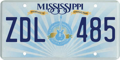 MS license plate ZDL485