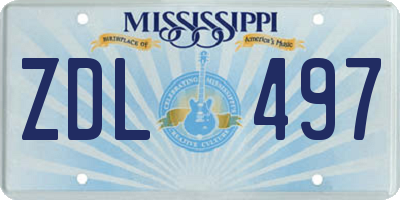 MS license plate ZDL497