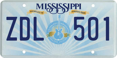 MS license plate ZDL501