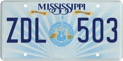 MS license plate ZDL503