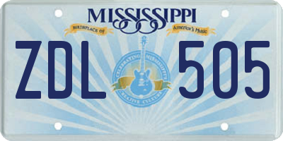 MS license plate ZDL505