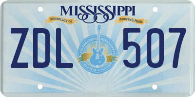 MS license plate ZDL507