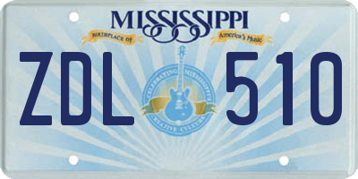 MS license plate ZDL510