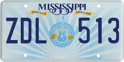 MS license plate ZDL513