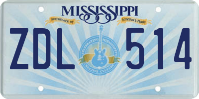 MS license plate ZDL514