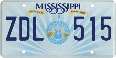MS license plate ZDL515