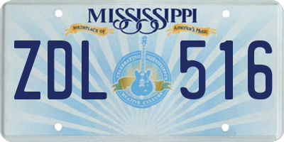 MS license plate ZDL516