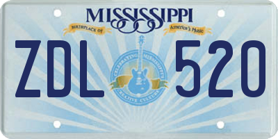 MS license plate ZDL520