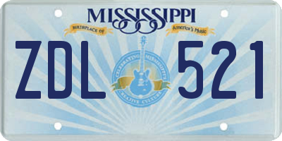 MS license plate ZDL521