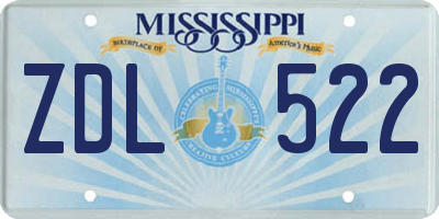 MS license plate ZDL522