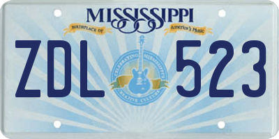MS license plate ZDL523