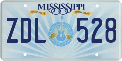 MS license plate ZDL528