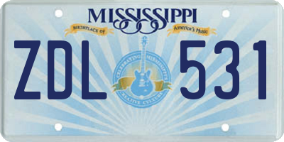 MS license plate ZDL531