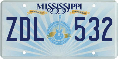 MS license plate ZDL532