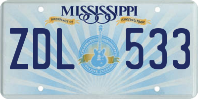 MS license plate ZDL533
