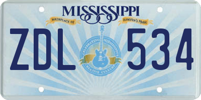 MS license plate ZDL534