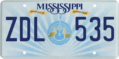MS license plate ZDL535