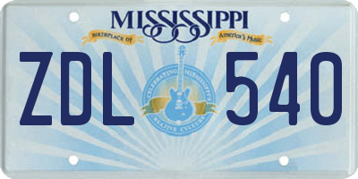 MS license plate ZDL540