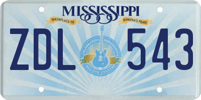 MS license plate ZDL543