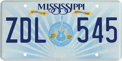 MS license plate ZDL545