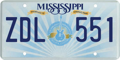 MS license plate ZDL551