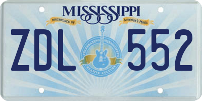 MS license plate ZDL552