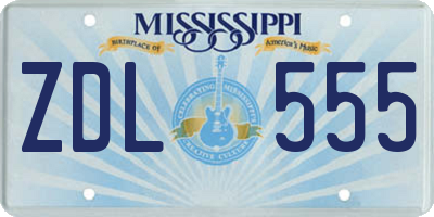 MS license plate ZDL555