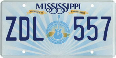 MS license plate ZDL557