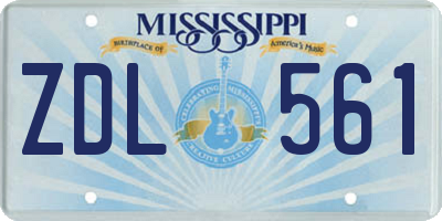 MS license plate ZDL561