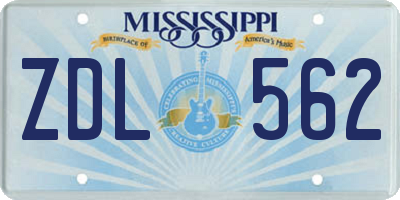 MS license plate ZDL562