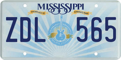 MS license plate ZDL565