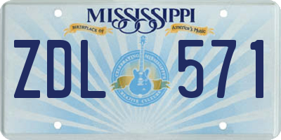MS license plate ZDL571