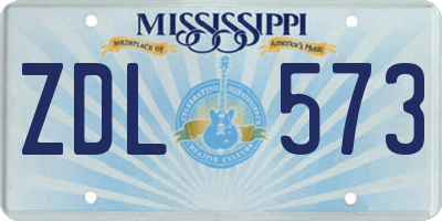 MS license plate ZDL573