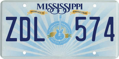 MS license plate ZDL574