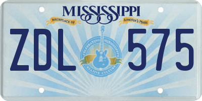MS license plate ZDL575