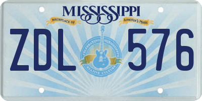 MS license plate ZDL576