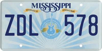 MS license plate ZDL578