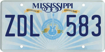 MS license plate ZDL583