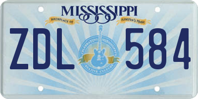 MS license plate ZDL584