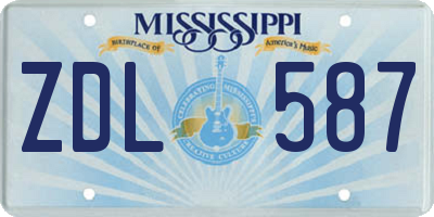 MS license plate ZDL587