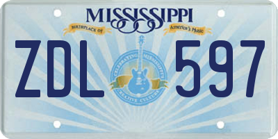 MS license plate ZDL597