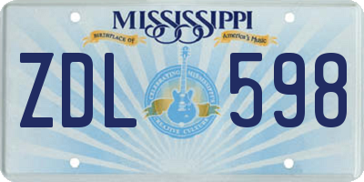 MS license plate ZDL598