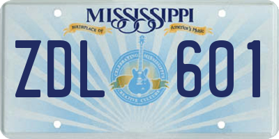 MS license plate ZDL601