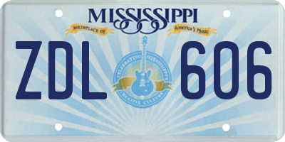 MS license plate ZDL606